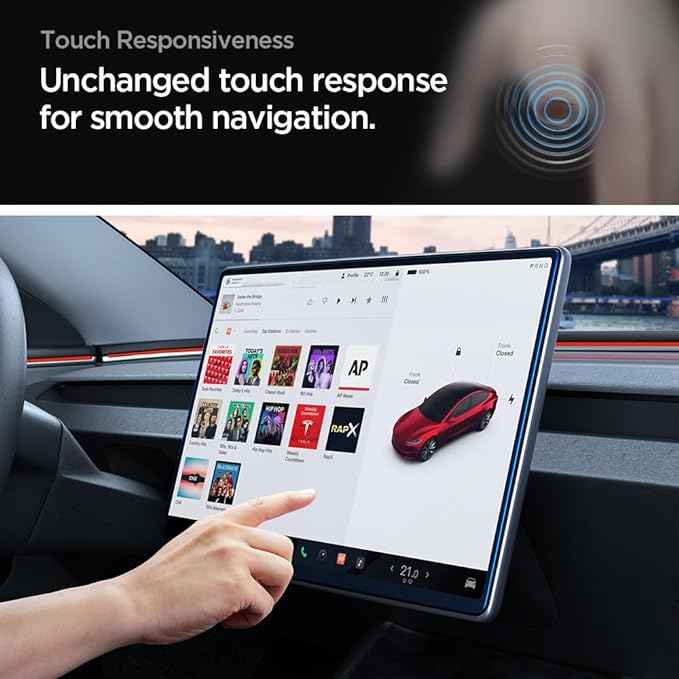 Spigen Tempered Glass Screen Protector [GlasTR EZ FIT] designed for Tesla Model 3 (2024/2025/2026), Model Y (2024-2025), Model Y Standard 2026 15.4" Dashboard Touchscreen - Matte/Anti Glare/Anti Finger Print