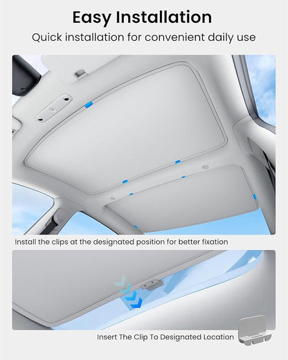 REEVAA 2025 Upgrade Tesla Model 3 Sunshade Roof [No Gaps, No-Sagging] Tesla 3 Accessories Heat Insulation Foldable Glass Sunroof Cover for Model 3 2020-2025 Highland, 2PCS, Gray