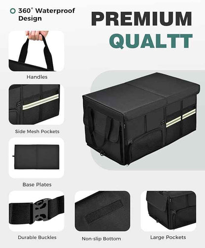 FLORICH Trunk Organizer with Breathable Shoe Storage for Suv, Waterproof Car Organizers Collapsible, Large Trunk Organizer Back Seat Storage for Car