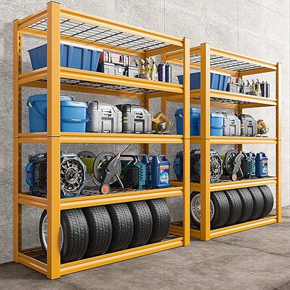 Storage Shelves 40''W Garage Shelving Heavy Duty Metal Shelving 2000LBS Metal Shelves 5 Tier Industrial Shelf for Kitchen Pantry Warehouse Basement 72" H x 40''W x 17.8''D Yellow (2 Count)