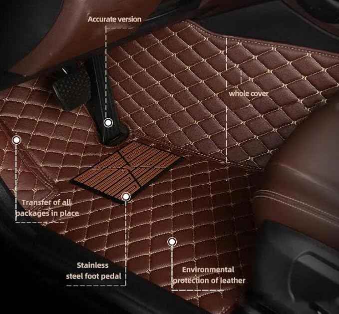 Custom Fit Car Floor Mats by SARAHS - Waterproof PU Leather Full Coverage for Most Cars, SUVs, and Trucks - Automotive Liners to Protect Vehicle Interior Floor Accessories (Black Beige 2)