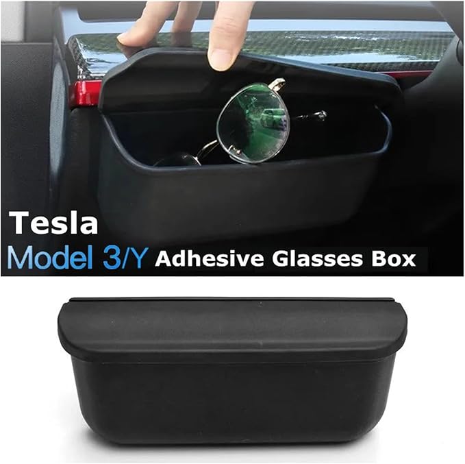 Adhesive Glasses Box Suitable Compatible for Tesla Model Y Model 3 Storage Box Multifunctional Car Sunglasses Box 2023 Accessories (Color : Cap 1PC)
