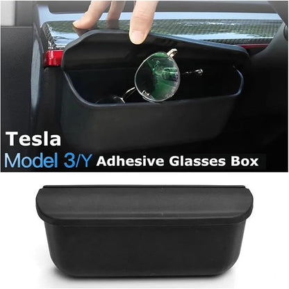 Adhesive Glasses Box Suitable Compatible for Tesla Model Y Model 3 Storage Box Multifunctional Car Sunglasses Box 2023 Accessories (Color : Cap 1PC)