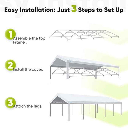 Quictent 20x30ft Party Tent Heavy Duty Outdoor Canopy Tent Carport Wedding Event Shelter BBQ Wedding Tents for Parties with Storage Bags(Mesh)