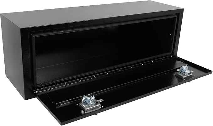 SCITOO 48" Iron Truck Bed Tool Box,Heavy Duty Crossover Storage for Most Full Size Pickups,Lockable Weatherproof Chest,Fits 48"WX16"DX16"H Truck Beds,Easy Access to Load and Unload