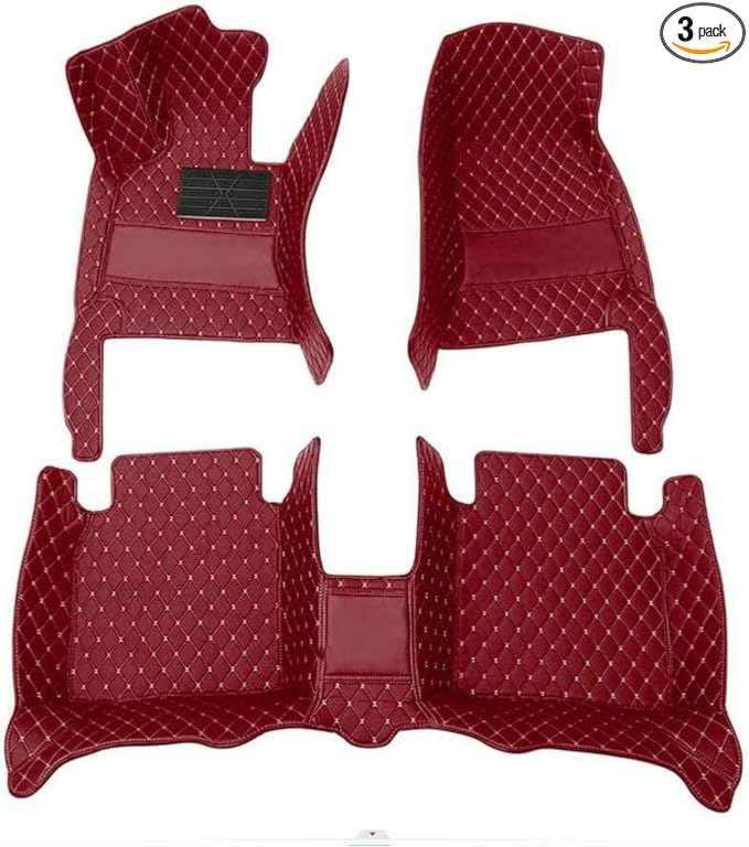 Custom 3D Leather Car Floor Mats Fit for Cars, SUVs,Sedan All-Weather Protection Anti-Slip Premium Car Mat (Wine Red)