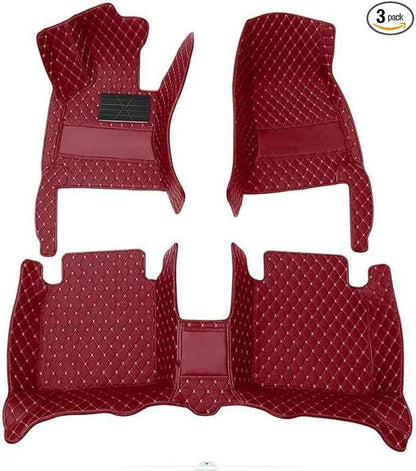 Custom 3D Leather Car Floor Mats Fit for Cars, SUVs,Sedan All-Weather Protection Anti-Slip Premium Car Mat (Wine Red)