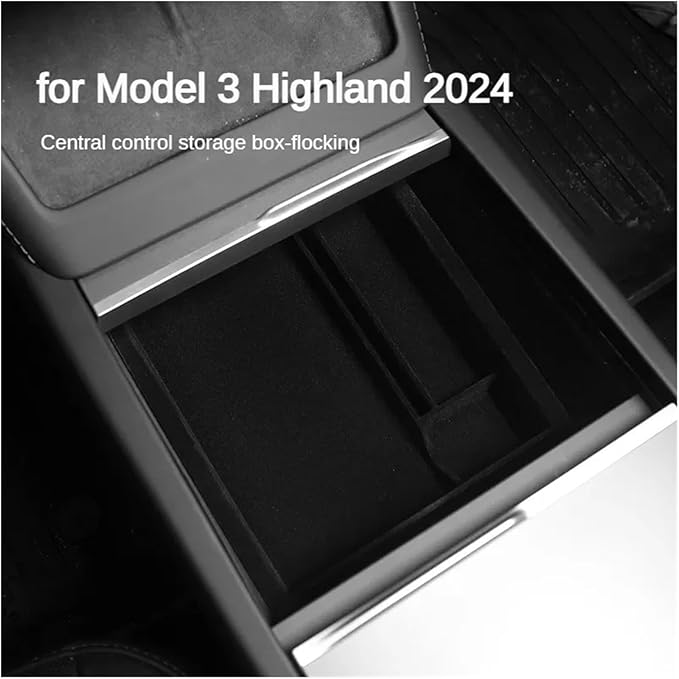 NanDeZ Central Control Storage Box Flocking Compatible For Tesla Model 3 Highland 2024 ABS Central Organizer Stowing Tidying Car Accessories 3PCS(Color:3PCS B)