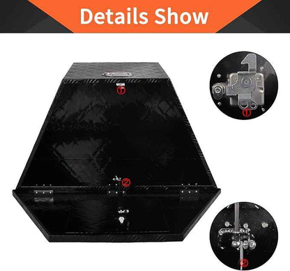 33 Inch Aluminum Trailer Tongue Tool Box 5 Bar Tread Wide Utility ToolBox for Pick Up Truck RV Storage Organizer Tool Box with Lock and Keys - 33"X19"X18" Black