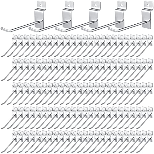 100 Pack Slatwall Hooks Silver Heavy Duty Slat Wall Hooks Metal Slatwall Accessories for Hanging Garage Retail Home Shop Display (100 Count)