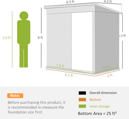 Outsunny 6' x 4' Outdoor Storage Shed, Easy to Assemble, Metal Garden Tool Shed with Lockable Door and Gloves for Backyard Garden Patio Lawn, Light Gray