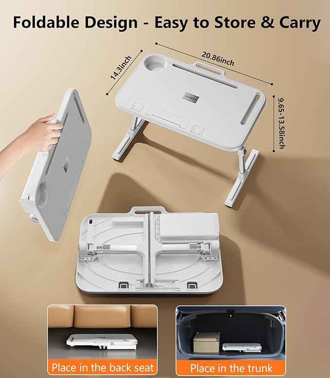 Foldable Car Seat Tray Table, Adjustable Multifunctional Lap Tray for Kids, Portable Car Lap Desk for Laptop Computer Tablet, Rear Seat Tray for Eating/Reading, Travel Essentials Accessories