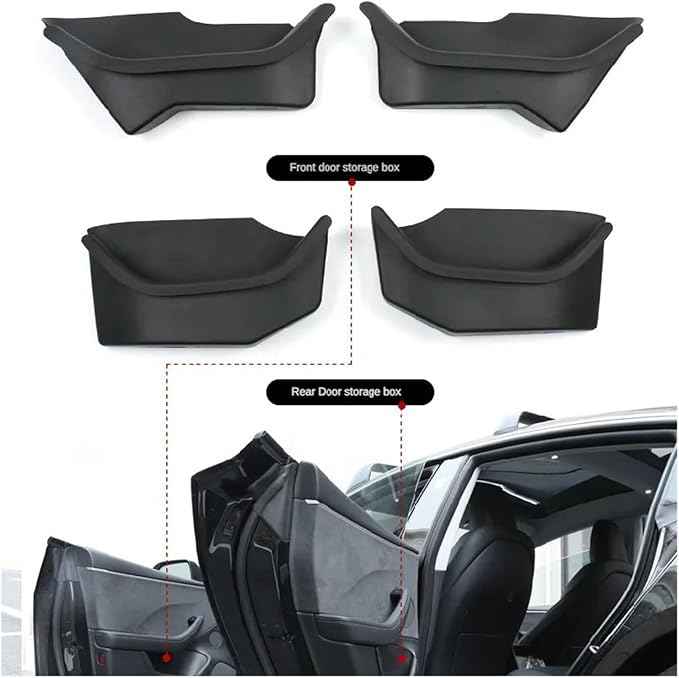 Compatible for Tesla Model 3 Highland 2024 Door Full Storage Box Slot Organizer Tray Waterproof Scratch Resistant Protector Car Accessories