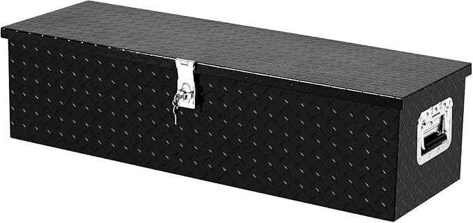 Aluminum Truck Tool Box Jobsite Storage Box Toolbox Chest Cabinet Heavy Duty Truck Bed Toolbox Gangboxes Tools Organizer Pick Up Truck Bed RV Trailer With Side Handles