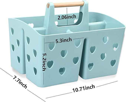Portable Shower Caddy Plastic Shower Basket Organizer Divided Bathroom Caddy Storage Cleanning Caddy Tote with Handle for College, Dorm Room, Kitchen, Blue