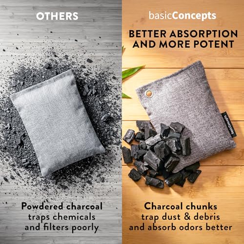 Activated Bamboo Charcoal Odor Absorber Bags for Strong Odors (8 Count)