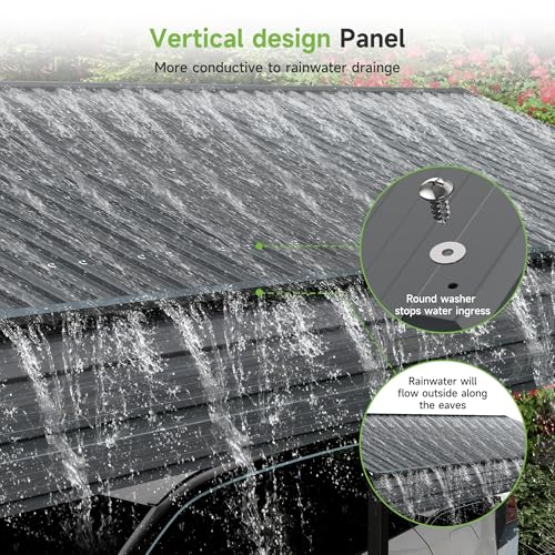 10 x 15 FT Vertical Stripe Galvanized Steel Roof Metal Carport