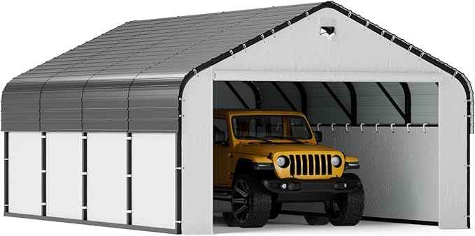 12x20 Metal Carport with Removable Sidewalls, Heavy Duty Car Carport Canopy, 100MPH Wind Resistance for Cars, Boats, Trucks, Outdoor Parties