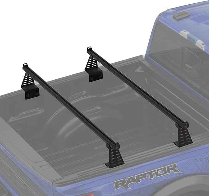 Adjustable 65.4”Truck Bed Rack Cross Bars（2-Pack） for Mid-Size Trucks with Soft Roll-Up, Hard Rolling,Tri-Fold, Retract Hard Tonneau Covers|Aluminum Cross Bars|Compatible with Kayak Racks, Bike Racks
