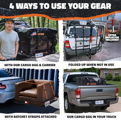 Square Trailer Hitch Cargo Carrier & 30 Cu Ft Waterproof Cargo Bag