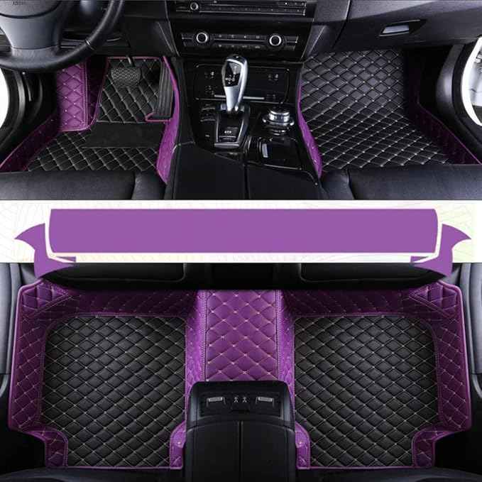 Yaruicar Custom Car Floor Mats for 2002-2026 Cadillac ATS CTS CT6 DTS Escalade Lyriq GT4 Optiq SRX SLS XT4 XT5 XT6 XTS Car Full Coverage Non-Slip Floor Liners (Purple Black Beige)