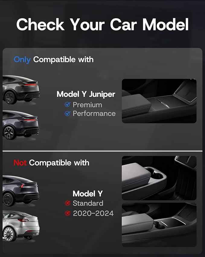 Center Console Organizer Tray for Tesla Model Y Juniper Accessories 2025 2026 [Premium PC + Silent Silicone Liner] Armrest Bottom Liners Wireless Charging Pad Cup Holder for Tesla Model Y Accessories