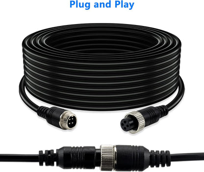 Car Video 4-Pin Aviation Extension Cable for CCTV Rearview Camera Truck Trailer Camper Bus Vehicle Backup Monitor System-65.6Ft/20M