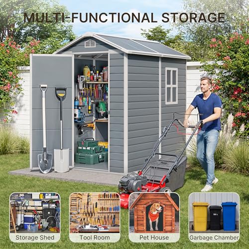 6x4 FT Outdoor Storage Shed with Floor