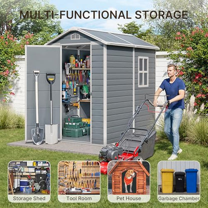 6x4 FT Outdoor Storage Shed with Floor