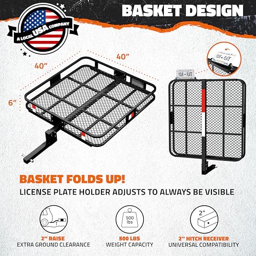 Square Trailer Hitch Cargo Carrier & 30 Cu Ft Waterproof Cargo Bag