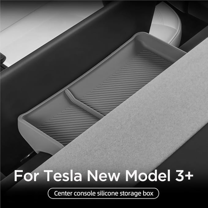 GGCLIMAX Car Organizer Silicone Dashboard Storage Tray Compatible with Tesla Model 3 Highland 2024 Rear Screen Organizer Non Destructive Installation Anti Slip Design(GREY)