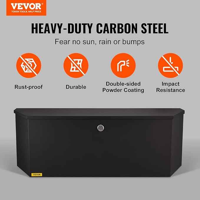 VEVOR Trailer Tongue Box, Heavy Duty Trailer Tongue Tool Box Storage Organizer with Lock & Keys, Utility Tool Chest for Pickup Truck Bed, RV, SUV, Off-Road Vehicle, Steel, 36" x 12" x 12"