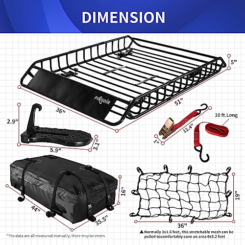 Roof Rack Basket 51" X 36" X 5" Rooftop Rack Cargo Carrier Universal