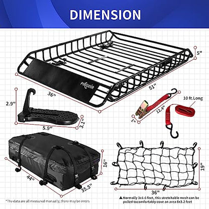 Roof Rack Basket 51" X 36" X 5" Rooftop Rack Cargo Carrier Universal