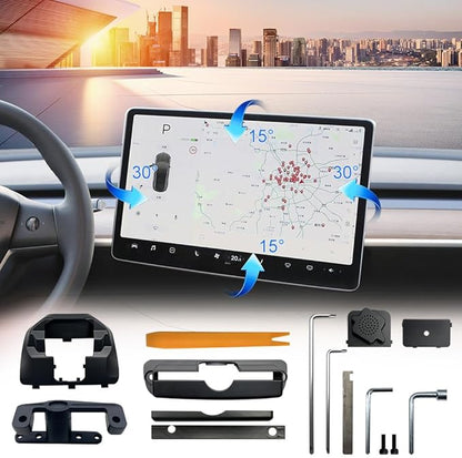 diyauto Swivel Mount for Tesla Model 3 2017-2023 and Tesla Model Y 2020-2023 Premium Aluminum Alloy Tesla Rotating Bracket Accessories 30°Left/Right 15° up/Down Flexible Mobility