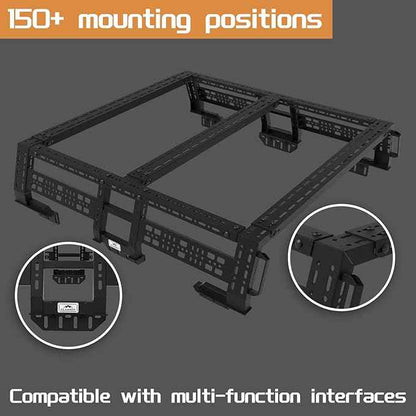 CLAMBER Overland Bed Rack for Full-Size Pickup with/Without Bed Rails | Adjustable Width Compatible with Ford F-Series, Silverado, Sierra, Ram, Titan & XD, Tundra(See Image for Size Chart)