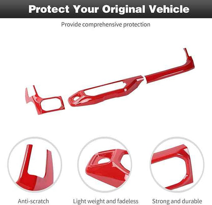 CheroCar for JL Center Console Headlight Air Conditioning Control Panel & Co-Pilot Handle Panel Interior Accessories fit for Jeep Wrangler JL JLU 2024 20205 2026,Red
