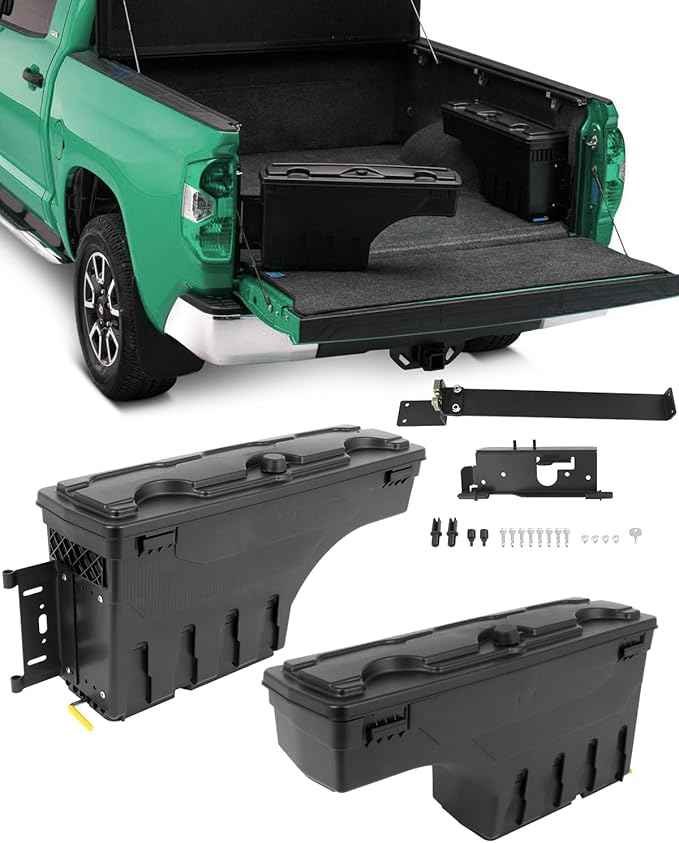 SCITOO Truck Bed Tool Box for Dodge Ram 1500 2500 3500 2002-2018 Left & Right Side,Multi-Compartment Dividers Organized Storage,Heavy Duty & No-Drill Installation