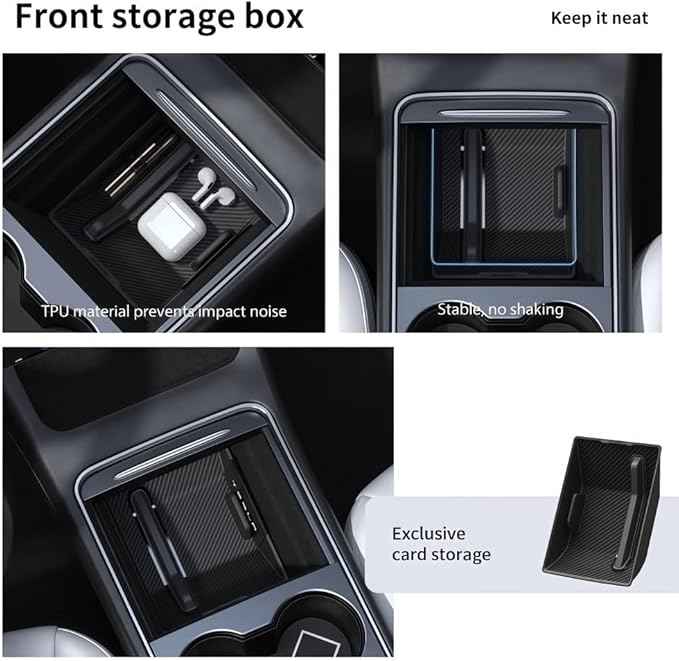 GGCLIMAX Car Organizers And Storage Compatible with Tesla Model 3/Y Highland 2021-2024 Center Console Lower Storage Box TPE Armrest Organizer Mat(For Modle Y)