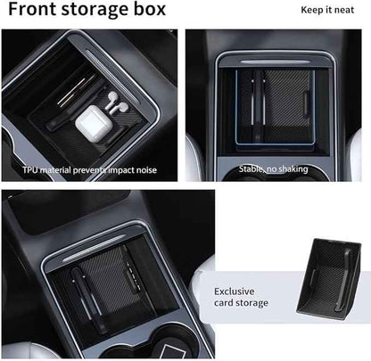GGCLIMAX Car Organizers And Storage Compatible with Tesla Model 3/Y Highland 2021-2024 Center Console Lower Storage Box TPE Armrest Organizer Mat(For Modle Y)