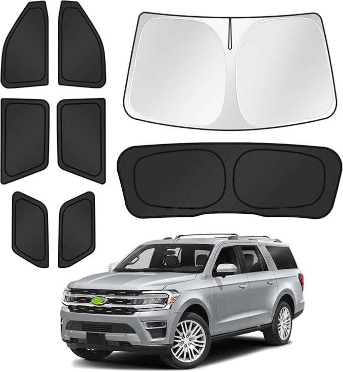 Sunshades for 2025 2026 Ford Expedition Accessories Windshield Sun Shade Side Rear Window Shade Cover Sun Visor Shield Privacy Protection for Camping Keep Vehicle Cool Black 8PCS