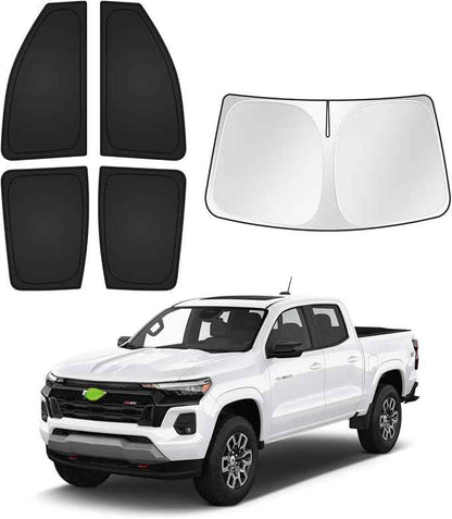 Sunshades for 2023-2025 2026 Chevrolet/Chevy Colorado Accessories Windshield Sun Shade Side Rear Window Shade Cover Sun Visor Shield Privacy Protection Keep Vehicle Cool Black 5PCS