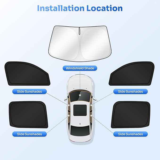 Sunshades for 2022-2025 2026 Ford Maverick Accessories Windshield Sun Shade Side Rear Window Shade Cover Sun Visor Shield Privacy Protection for Camping Keep Vehicle Cool Black 5PCS