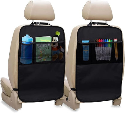 EcoNour Car Back Seat Organizer & Kick Mat Protector 2 Pack – Waterproof Car Seat Back Protectors for Kids with Storage Pockets, Backseat Cover for Dirt, Mud & Scratch Protection, Travel Accessories