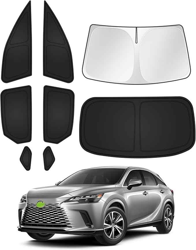 Sunshades for 2023-2025 2026 Lexus RX Accessories Windshield Sun Shade Side Rear Window Shade Cover Sun Visor Shield Privacy Protection for Camping Keep Vehicle Cool Black 8PCS