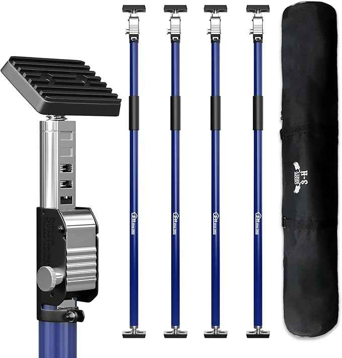 3-H Truck Cargo Bar, 43"-77" Adjustable Support Pole All Metal,Cabinet Jack,Truck Bed Divider with Self-Locking Spring Ratchet - Load Lock Bar for Vans, SUVs & Trucks,Dark Blue,4pc