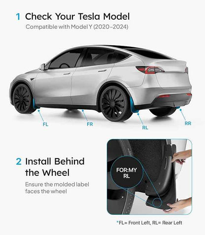 Wigoo 2026 Upgraded Tesla Model Y Accessories Mud Flaps [Stay Clean, Protect Paint] All Weather Splash Guards, for Tesla Model Y 2020~2024, Enhanced Thicker Version