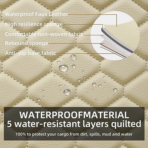 Car Seat Cover Full Set Leather Waterproof Front Rear Beige