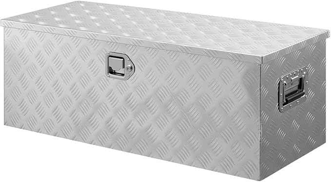 Aluminum Truck Bed Tool Box 36'', Lockable Pickup Toolbox with Gas Lift Lid, Large Storage Chest with Organizer for Small Parts, Weatherproof Heavy Duty Steel Aluminum Tool Box for Work Truck, RV