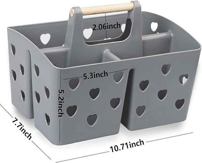 Anyoifax Portable Shower Caddy Plastic Shower Basket Organizer Divided Bathroom Caddy Storage Cleanning Caddy Tote with Handle for College, Dorm Room, Kitchen, Grey